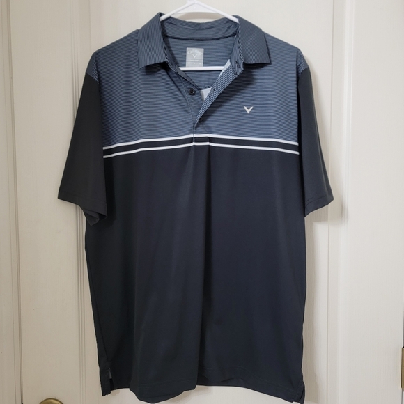 Callaway Size M Black & Gray-Blue Opti Dri Golf Polo - Picture 1 of 9